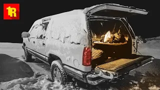 OVERNIGHT SOLO TRUCK CAMPING - Surviving A Blizzard!!