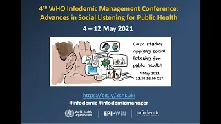 Day 1: 4th WHO Infodemic Management Conference: Advances in Social Listening for Public Health