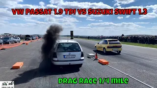 VW Passat 1.9 TDI vs Suzuki Swift 1.3 drag race 1/4 mile 🚦🚗 - 4K UHD