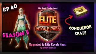 Buying the SEASON 5 Elite Royale Pass Plus ++ 40 and Opening S4 Conqueror Crate | PUBG Mobile