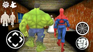 Playing as Hulk and Spider-man in Granny's Old House | Main Door Escape Mod