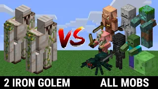 2 Iron Golem vs. All Mobs | Minecraft (2020)