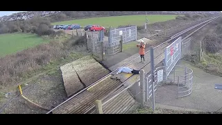 Shocking Women lies on railway tracks at Tidemills Seaford for a Photograph