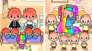 I'm The Only One With Rainbow Hair In Bald Family | Sad Story | Toca Life Story | Toca Boca