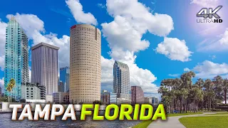 Tampa Florida. City Downtown Walking Tour. Hiking Travel Guide 4K