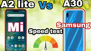 samsung galaxy a30 speed test vs mi A2 lite speed test default apps