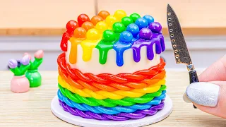 Miniature Rainbow Fondant Cake Decorating 🌈 How To Make Miniature Rainbow Cake By Yummy Bakery