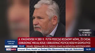 Aleksander Kwaśniewski wspomina rozmowę z Putinem z 2001 roku o mocarstwowych ambicjach Rosji