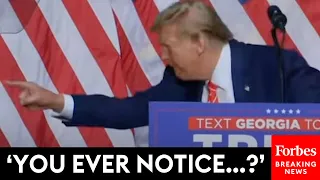 Trump Makes Crowd Laugh Doing Impression Of Biden Getting Off A Stage At Georgia Rally