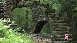 The ruins of an extravagant castle lie in the New Hampshire woods