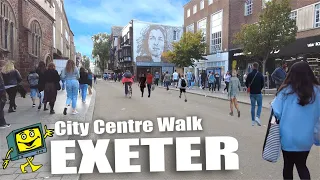 EXETER Devon UK October 2021 - Busy Saturday in Exeter City Centre - 4K Walk