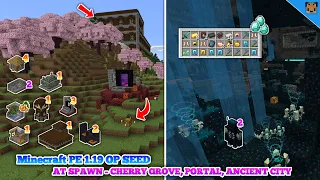 MCPE 1.20 Op Seed - At spawn with Cherry grove and Portal - Ancient city with Diamond!!