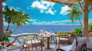 Summer Cafe space by the beach - Bossa Nova music, relaxing and peaceful ocean wave sounds