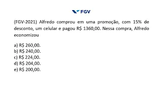 FGV - Cálculo de Porcentagem