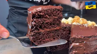 Mega chocolate cake. Simple recipe of moist chocolate cake