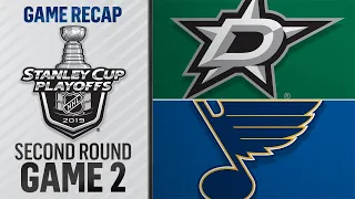 Hintz nets a pair as Stars beat Blues in Game 2, 4-2