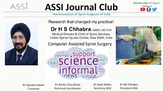 Video Journal Club 5 - Dr HS Chhabra - Computer Assisted Spine Surgery