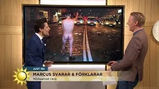 Jesper när Marcus förklarar: "Det är mycket naket här" - Nyhetsmorgon (TV4)