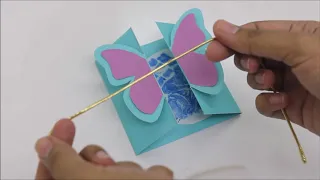 Kids birthday party handmade invitation card or thank you notes butterfly theme | Paper Crafts