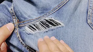 How to repair a hole in jeans between the legs without using a piece of cloth