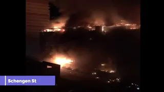 Fire blaze eight-story apartment block in Krasnodar, a city in southern Russia,