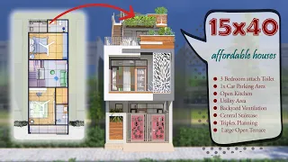 15X40 Feet | Small Luxurious & Beautiful House Design | 600 sqft | 67 Gaj | 4.5X12 Mtr. | ID-175