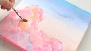 Paint your Dreamy Cotton Candy Skies: Pink Cloud Painting Tutorial Step by Step