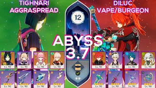 Spiral Abyss 3.7 C0 Tighnari Aggraspread & Diluc Vaporize / Burgeon Floor 12 9 stars Genshin Impact