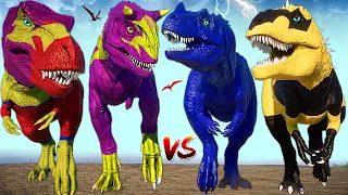 Daredevil T-REX & Giganotosaurus Vs Godzilla & Mosasaurus Jurassic World Evolution 2 Dinosaurs Fight