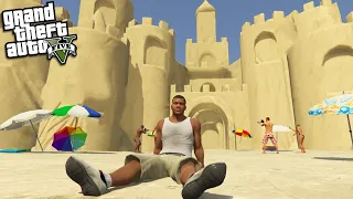 FRANKLIN builds a HUGE SAND CASTLE (GTA 5 Mods)