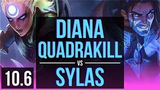 DIANA vs SYLAS (MID) | Quadrakill, KDA 13/0/5, Legendary | EUW Diamond | v10.6