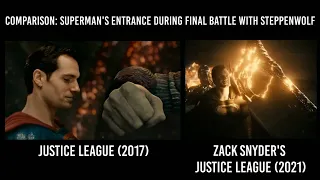 Justice League 2017 vs 2021 Comparison: Superman Fights Steppenwolf (Zack Snyder vs Joss Whedon)