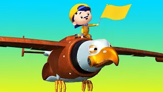 AnimaCars - Adler Flugzeug hält die Flucht auf - Zeichentrickfilme für Kinder mit Lastwagen & Tieren