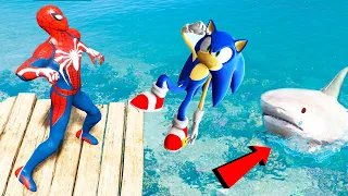 GTA 5 Water Ragdolls Spiderman vs Sonic Jumps/Fails #115 (Euphoria physics Funny Moments)