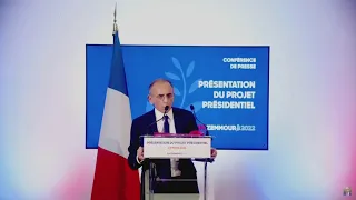 Présidentielle 2022 : Éric Zemmour présente son programme et assume le terme « remigration »