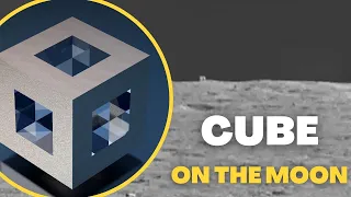 Chinese Rover Exploring What Appears to Be Cube Shaped Object on Moon