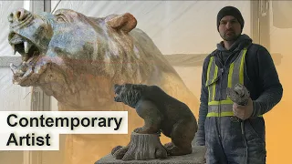 Contemporary Sculpture - SOAPSTONE Artist Carves Roaring Grizzly Bear | Timelapse