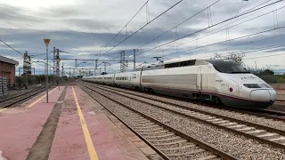 Tren AVE S-100.007 (Valencia-Castellón) por la estación de Massalfassar con pitadas #EldaRail