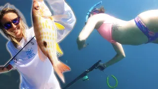 Teaching Her HOW TO SPEARFISH! | We Caught Dinner! | Fish Pasta {Catch n Cook} | Ep. 124