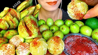 ASMR EXTREMELY SOUR LEMON, AMBARELLA, GREEN APPLE & MANGO EATING | EATING SOUR FRUITS MUKBANG