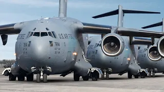 Super Heavy US C-17 Takeoff at At Full Throttle During Giant Elephant Walk