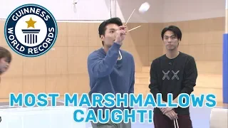 Most marshmallows caught with chopsticks in one minute - Guinness World Records