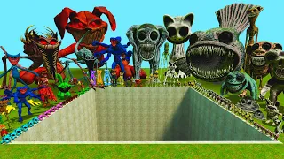 BIG HOLE ALL POPPY PLAYTIME CHAPTER 3 CHARACTERS VS ZOONOMALY MONSTERS FAMILY SPARTAN KICKING Gmod