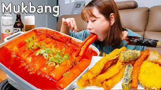 Sub)Real Mukbang- Spicy Tteokbokki🔥 Rice Roll(Gimbap)🍣 Fried Food 🍤 Fish Cake Soup🍲 ASMR Korean Food