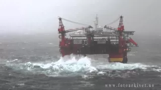 Accommodation platform Floatel Superior in Storm in the North Sea.