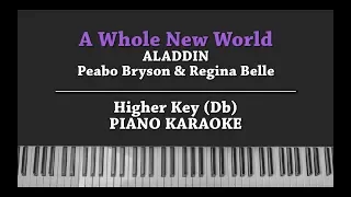 A Whole New World (HIGHER KEY KARAOKE PIANO COVER) ALADDIN (Peabo Bryson & Regina Belle) with Lyric