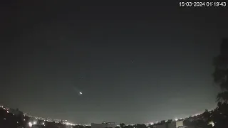 Timelapse Mexico City CDMX - Meteorito o Bólido (vel. real y a 1/5) 15-MAR-24 01:19 hrs. PONIENTE