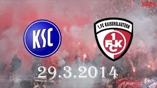 Karlsruher SC 2:2 1. FC Kaiserslautern - 29.3.2014 - Polizei, Pyro und das Spiel!