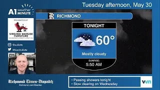 Tuesday afternoon Richmond weather video: Cloudy with sporadic showers overnight