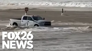 Ferocious waves destroy millions in off-road vehicles at Central California beach